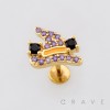 HALLOWEEN SORCERER WITCH HAT PURPLE 316L SURGICAL STEEL THREADLESS PUSH-PIN LABRET SET